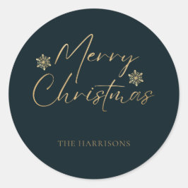 Frohe Weihnachts-Imitate Gold Foil Navy Lässige Sk Runder Aufkleber