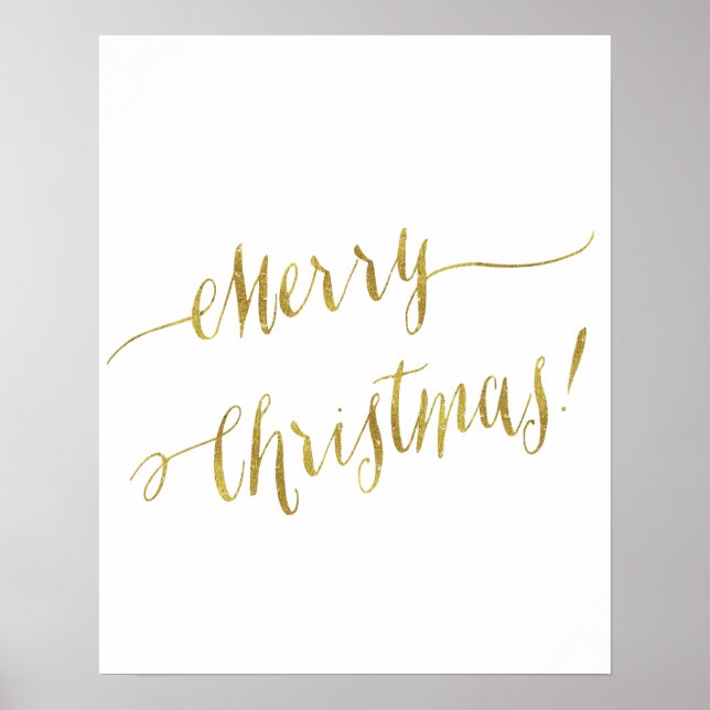 Frohe Weihnachts-Imitate Gold Foil Script Letting Poster (Vorne)