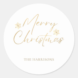 Frohe Weihnachts-Imitate Gold Foil Weiße Lässige S Runder Aufkleber