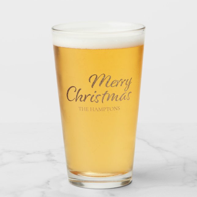 Frohe Weihnachts-Imitate Gold Glitzer Custom Glas (Vorne (Gefüllt))