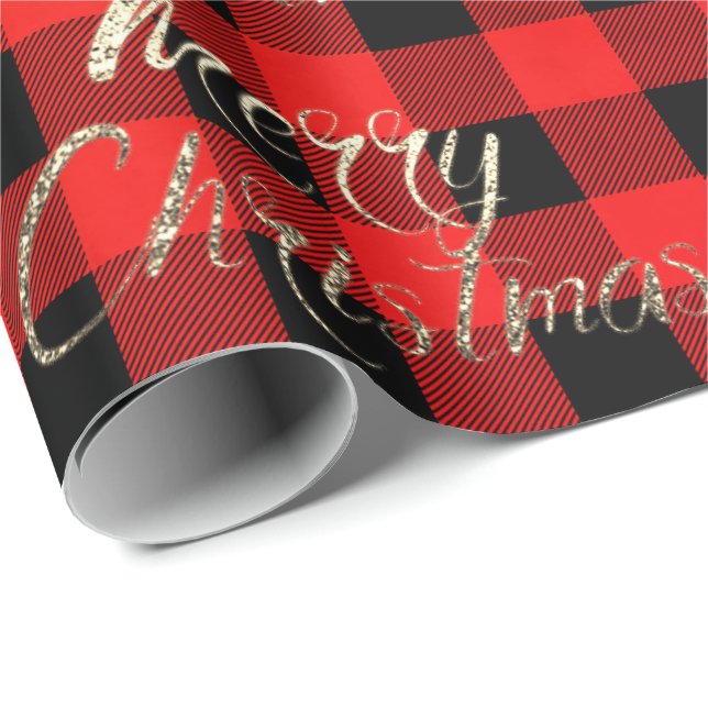 Frohe Weihnachts-Imitate Gold Glitzer Script Buffa Geschenkpapier (Rolleneckpunkt)