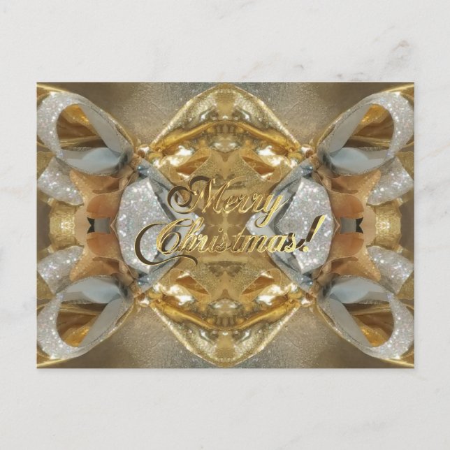 Frohe Weihnachts-Imitate Gold Script Elegant Chic Postkarte (Vorderseite)