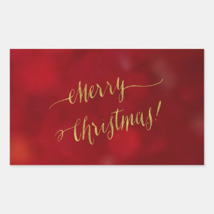 Frohe Weihnachts-Imitate Goldene Foil Holiday Gruß Rechteckiger Aufkleber