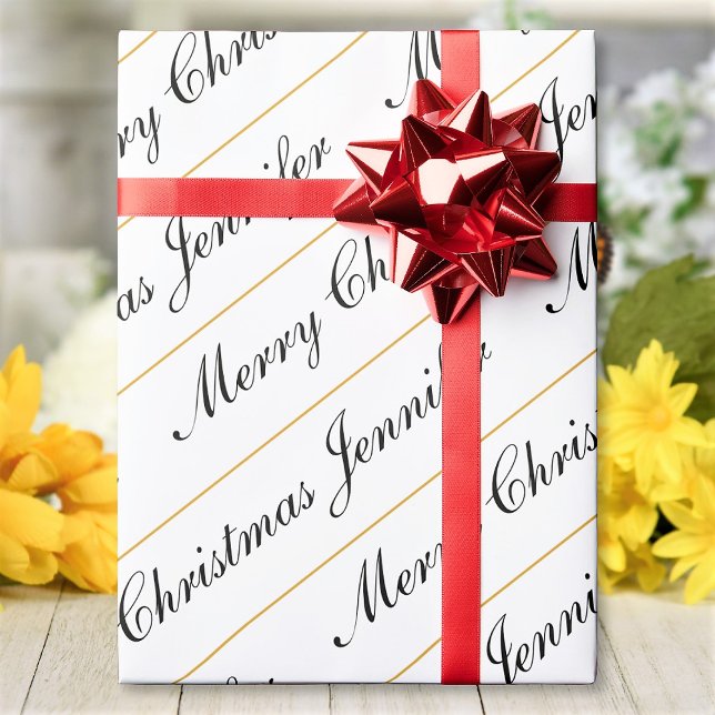 Frohe Weihnachts-Individuelle Name Chic Personalis Geschenkpapier (Von Creator hochgeladen)