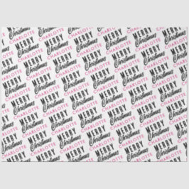 Frohe Weihnachts-Individuelle Name Pink Trendy Seidenpapier