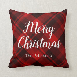 Frohe Weihnachts-Individuelle Name Red Black Karie Kissen