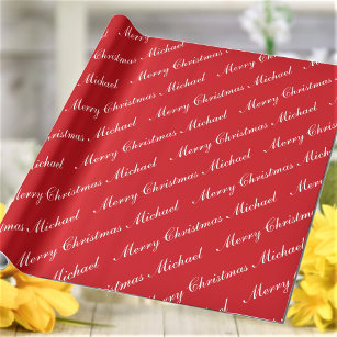 Frohe Weihnachts-Individuelle Name Red Chic Person Geschenkpapier