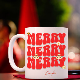 Frohe Weihnachts-Individuelle Name Retro Groovy Bo Tasse
