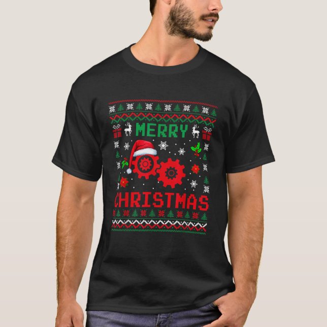 Frohe Weihnachts-Ingenieur Kostüme Matching Jo T-Shirt (Vorderseite)