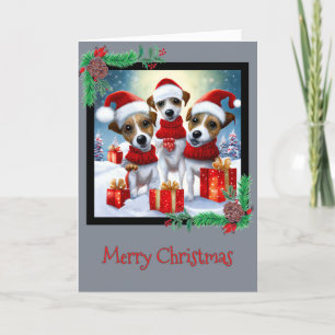 Frohe Weihnachts-Jack Russell Terrier Grußkarte Dankeskarte