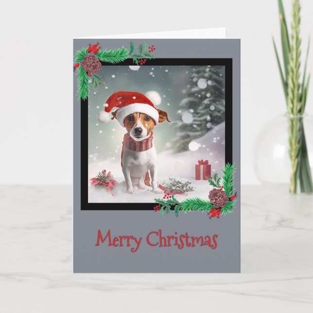 Frohe Weihnachts-Jack Russell Terrier Grußkarte Dankeskarte (Vorderseite)