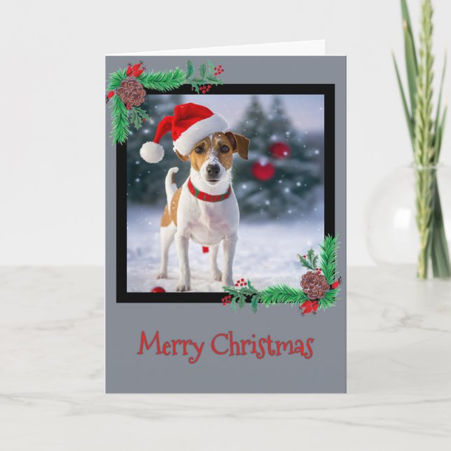 Frohe Weihnachts-Jack Russell Terrier Grußkarte Dankeskarte (Vorderseite)