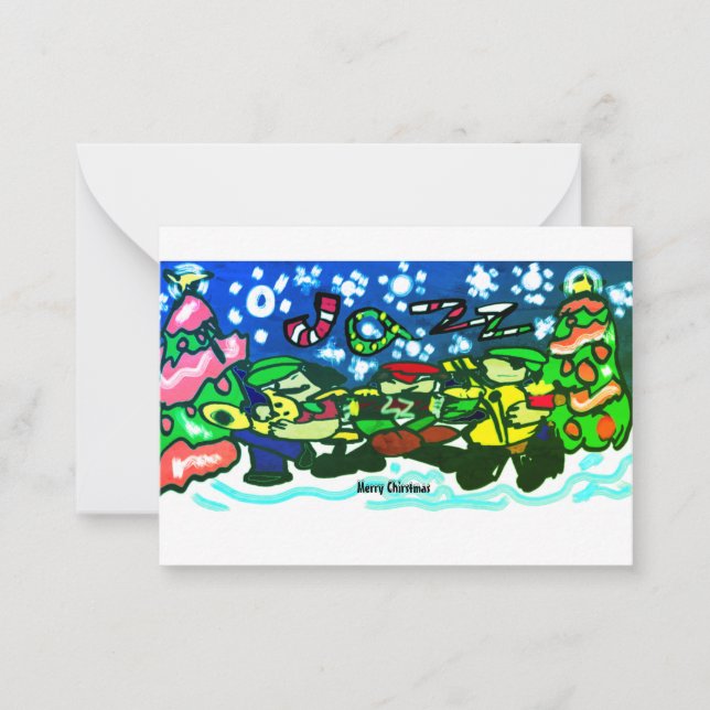 Frohe Weihnachts-Jazz-Tasse Einladung Magnet (Vorderseite)