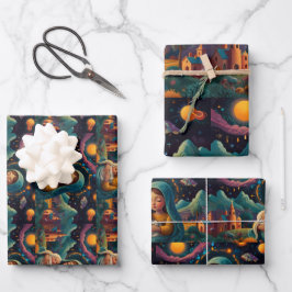 Frohe Weihnachts Jolly festliche Wrapping Paper Geschenkpapier Set