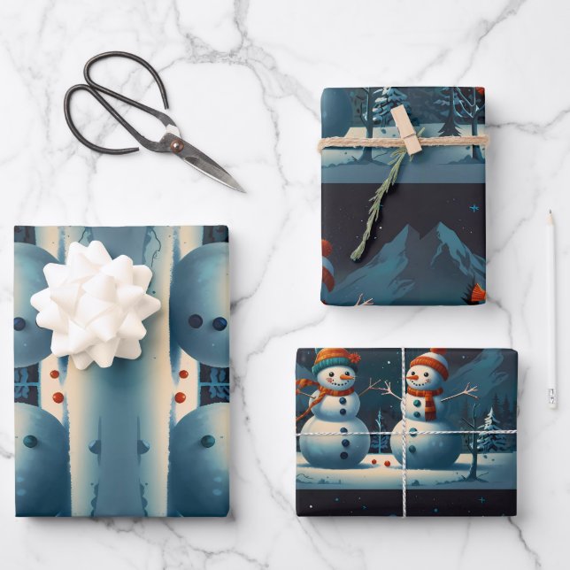 Frohe Weihnachts Jolly festliche Wrapping Paper Geschenkpapier Set (Vorderseite)