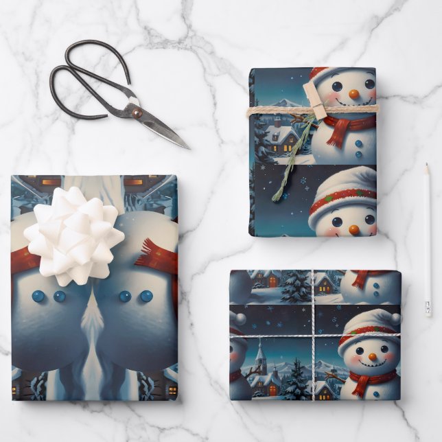 Frohe Weihnachts Jolly festliche Wrapping Paper Geschenkpapier Set (Vorderseite)