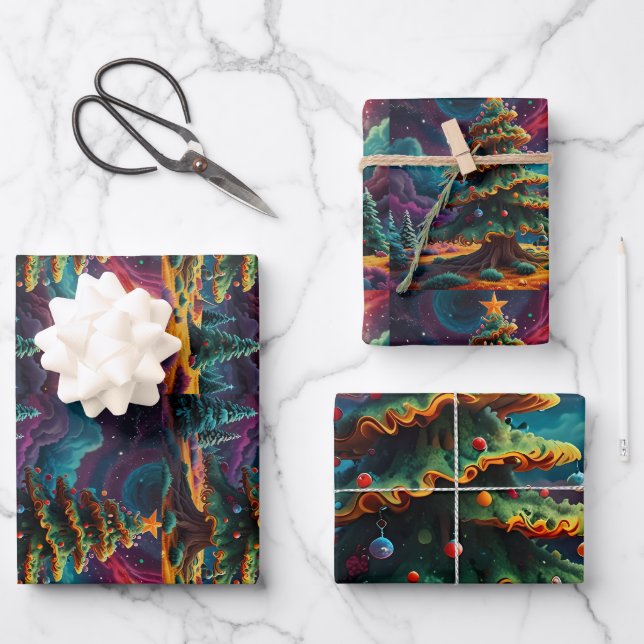 Frohe Weihnachts Jolly festliche Wrapping Paper Geschenkpapier Set (Vorderseite)