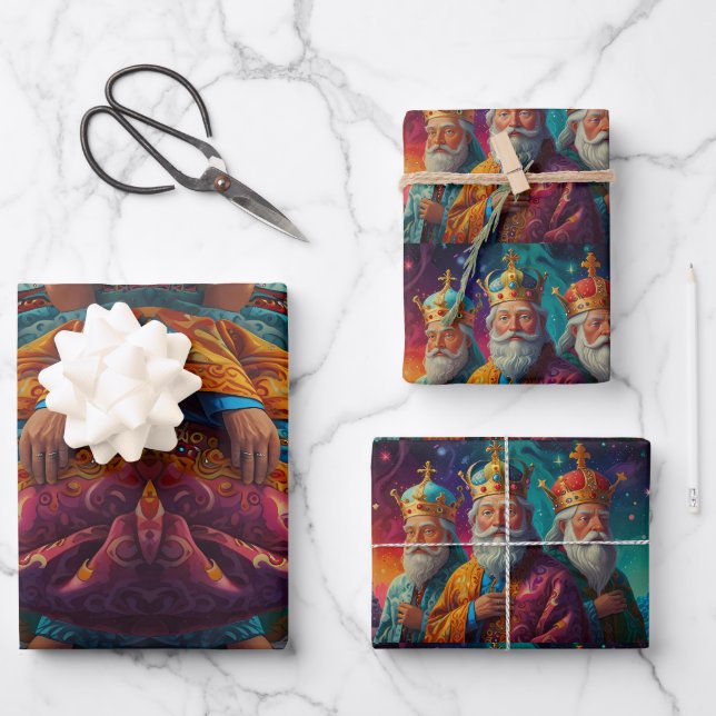 Frohe Weihnachts Jolly festliche Wrapping Paper Geschenkpapier Set (Vorderseite)