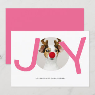 Frohe Weihnachts Joy Pink Fotokarte Einladung
