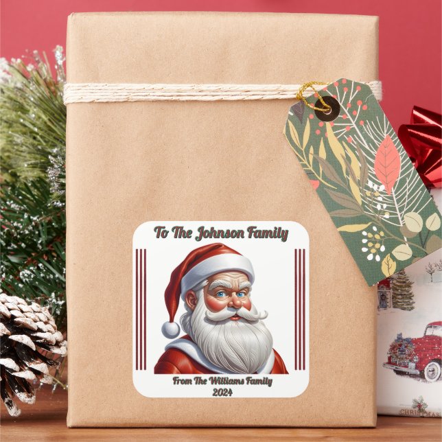 Frohe Weihnachts-Joyful-Sticker Quadratischer Aufkleber (Feiertag)