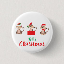 Frohe Weihnachts-Jungle Weihnachtsaffen Button
