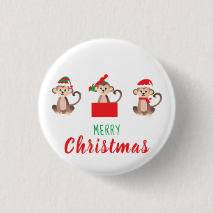 Frohe Weihnachts-Jungle Weihnachtsaffen Button