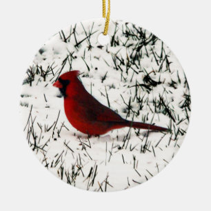 Frohe Weihnachts-Kardinal Keramik Ornament