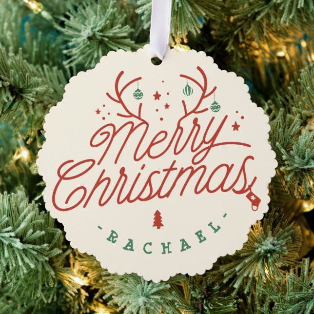 Frohe Weihnachts-Karo Kariert Personalisierte Rent Ornament Karte (Insitu (Baum))