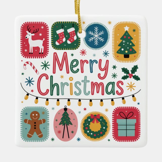 Frohe Weihnachts-Keramik Ornament | Feiertag (Vorderseite)