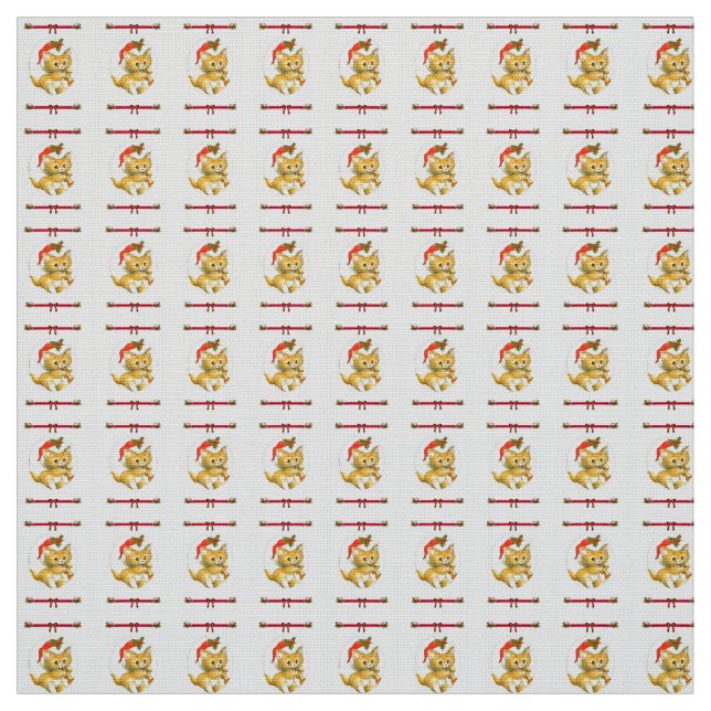 Frohe Weihnachts Kitten Fabric Stoff (Muster)