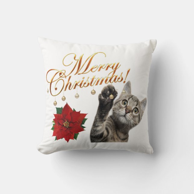 Frohe Weihnachts Kitty Cat Pillow  Kissen (Vorderseite)