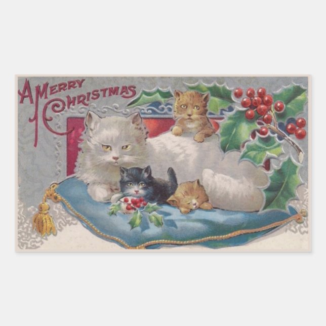 Frohe Weihnachts-Kitty Cat Stickers (Vorderseite)