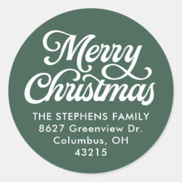Frohe Weihnachts Klassik Grün Rücksendeadresse Runder Aufkleber