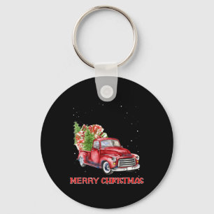 Frohe Weihnachts Klik Red Truck Tree Familie Weihn Schlüsselanhänger