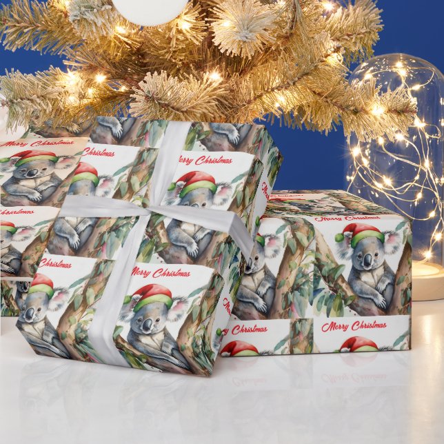 Frohe Weihnachts-Koala in Gumtree Geschenkpapier (Feiertage)