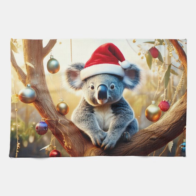 Frohe Weihnachts-Koala in Gumtree Geschirrtuch (Horizontal)