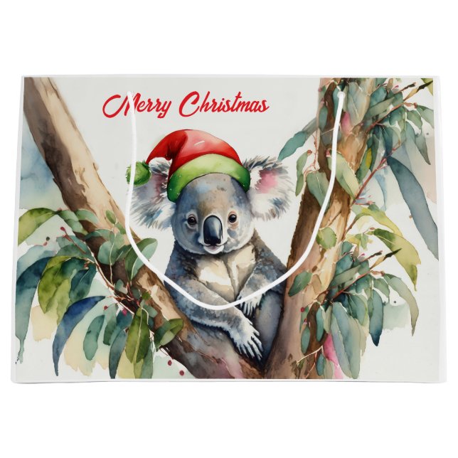 Frohe Weihnachts-Koala in Gumtree Große Geschenktüte (Vorderseite)