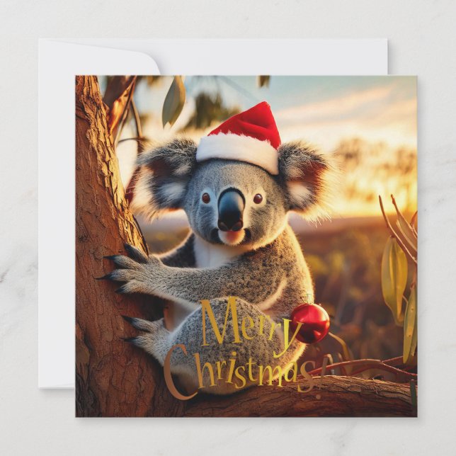 Frohe Weihnachts-Koala in Gumtree Karte (Vorderseite)