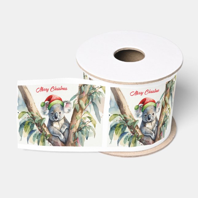 Frohe Weihnachts-Koala in Gumtree Ripsband (Spule)