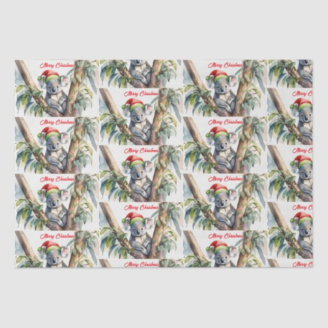 Frohe Weihnachts-Koala in Gumtree Seidenpapier (Vorderseite)