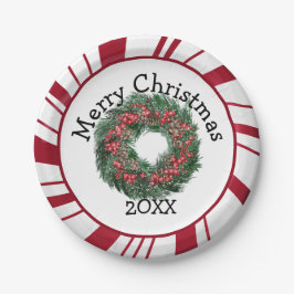 Frohe Weihnachts-Kranz-Teller Pappteller