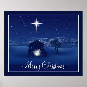 Frohe Weihnachts-Krippe-Poster Poster