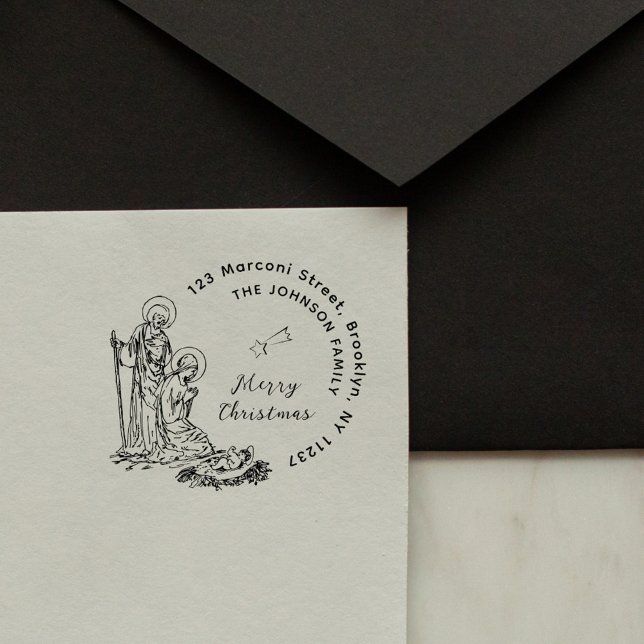 Frohe Weihnachts-Krippe-Rücksendeadresse Permastempel (Von Creator hochgeladen)