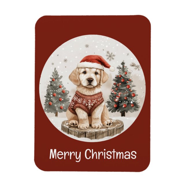 Frohe Weihnachts Labrador Retriever Puppy Magnet (Vertikal)