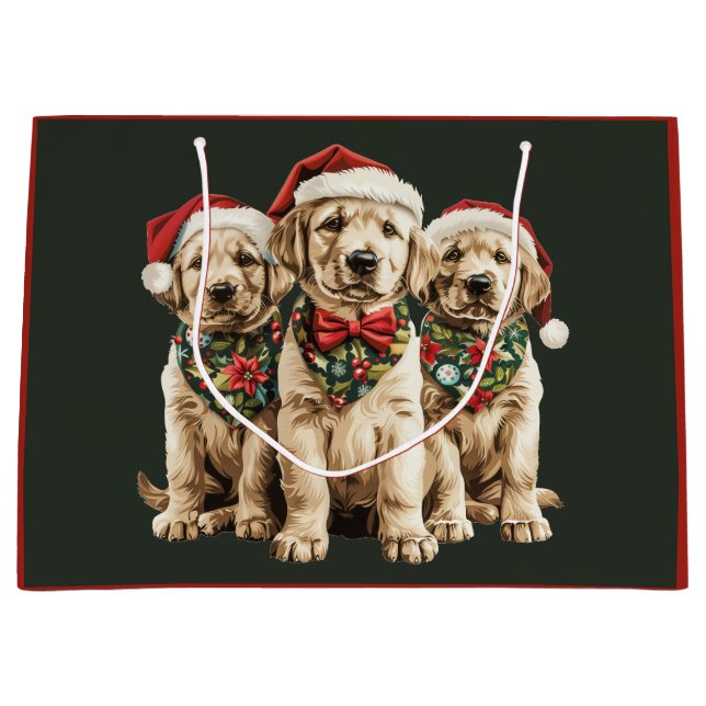 Frohe Weihnachts Labrador Retriever Santa Puppy Do Große Geschenktüte (Vorderseite)