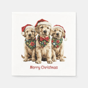 Frohe Weihnachts Labrador Retriever Santa Puppy Do Serviette