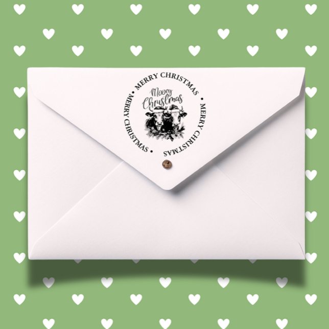 Frohe Weihnachts Land Kuh Thema Permastempel (perfect for heartfelt cards and festive crafts. Order yours today!)