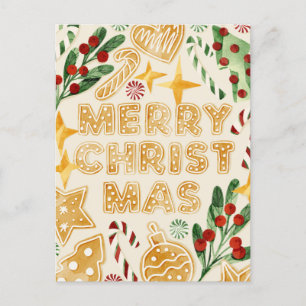 Frohe Weihnachts-Lebkuchen-Cookies Briefe Feiertagspostkarte