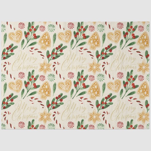 Frohe Weihnachts-Lebkuchen-Cookies Briefe Seidenpapier (Vorderseite)