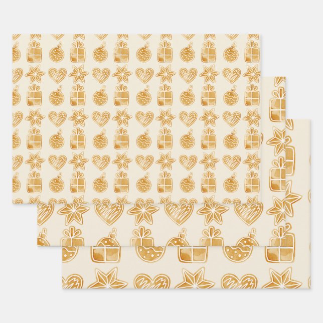 Frohe Weihnachts-Lebkuchen Geschenkpapier Set (Set)